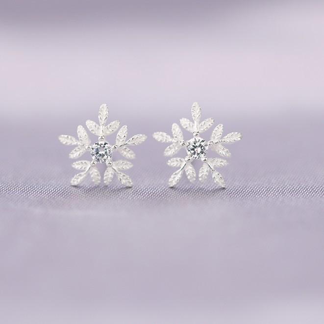 Bông Tai Bạc Nữ Mon Lilas Hình Bông Tuyết Cá Tính Snowflakes - K204003