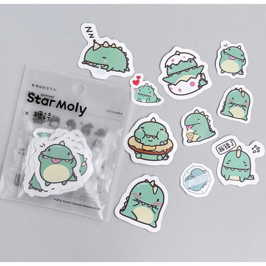 Set 40 Sticker Dán Trang Trí Khủng Long Đáng Yêu Star Moly