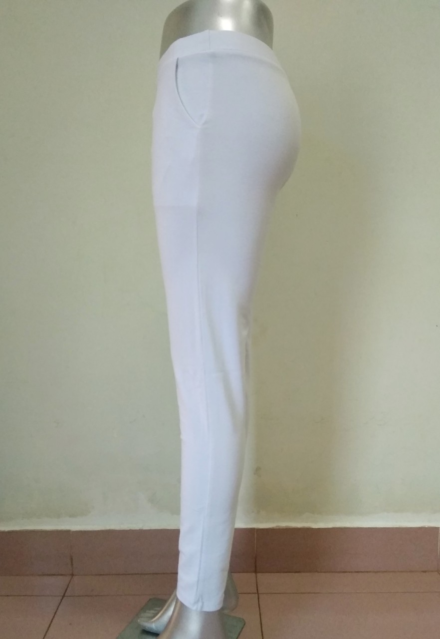 Quần legging nữ màu trắng chất cotton thun