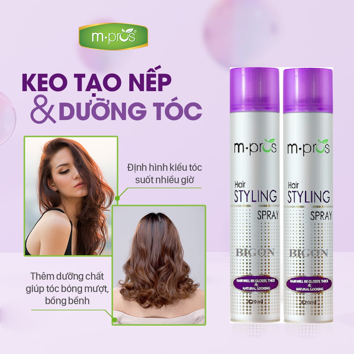 Keo Xịt Tóc Tạo Nếp Và Giữ Nếp Tóc Mềm M.PROS 420ml - Tạo Kiểu Tóc Nam Và Nữ 