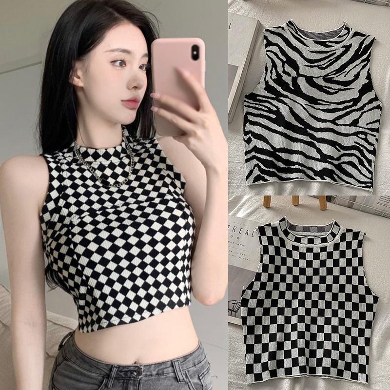Áo Croptop Dệt Kim Sát Nách Thiết Kế Quyến Rũ Cho Nữ