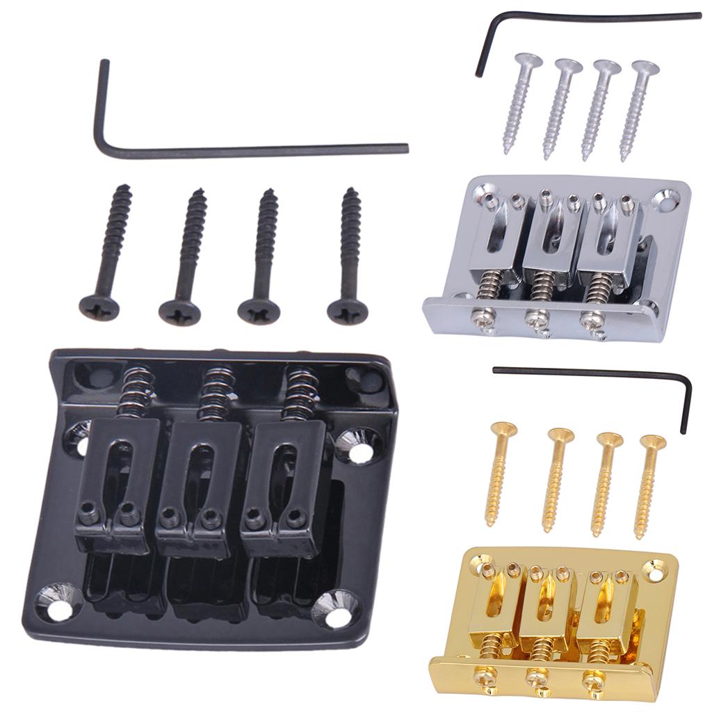 Guitar Bridge with Wrench Screw Set for 3 String Electric Guitar