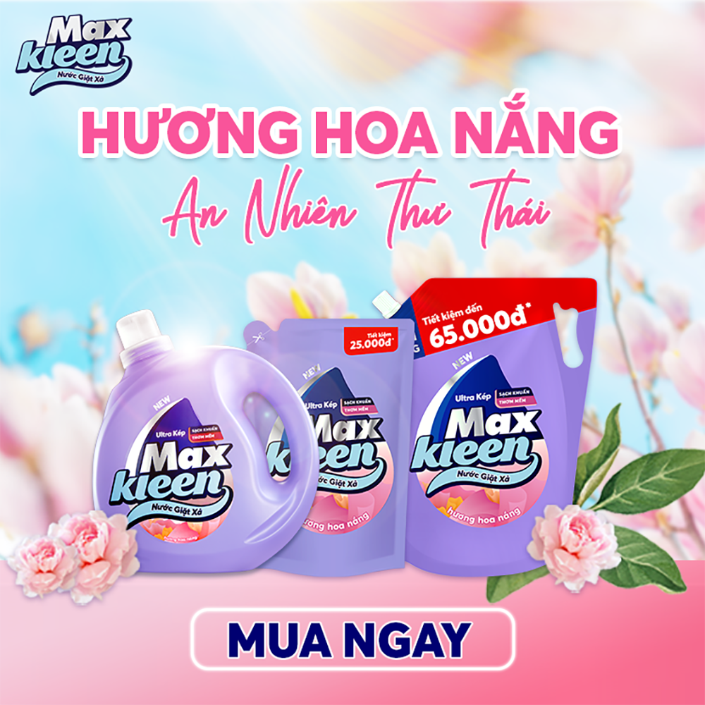 Combo 2 Túi Nước Giặt Xả Maxkleen Hương Hoa Nắng (2.4kg/túi)