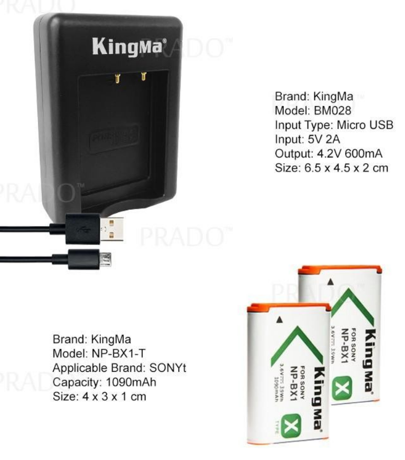 Bộ 2 pin và Đốc sạc đôi Kingma NP-BX1 cho Sony RX100,RX1,H400 - Hàng chính hãng