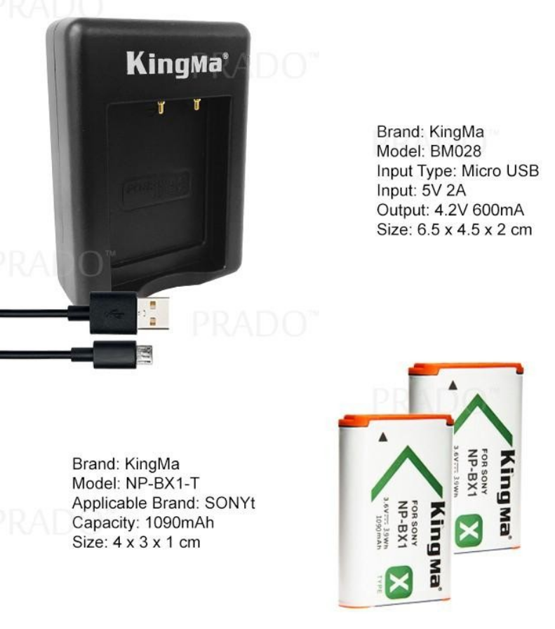 2 pin và Đốc sạc đôi Kingma NP-BX1 cho Sony RX100,RX1,H400 - Hàng chính hãng