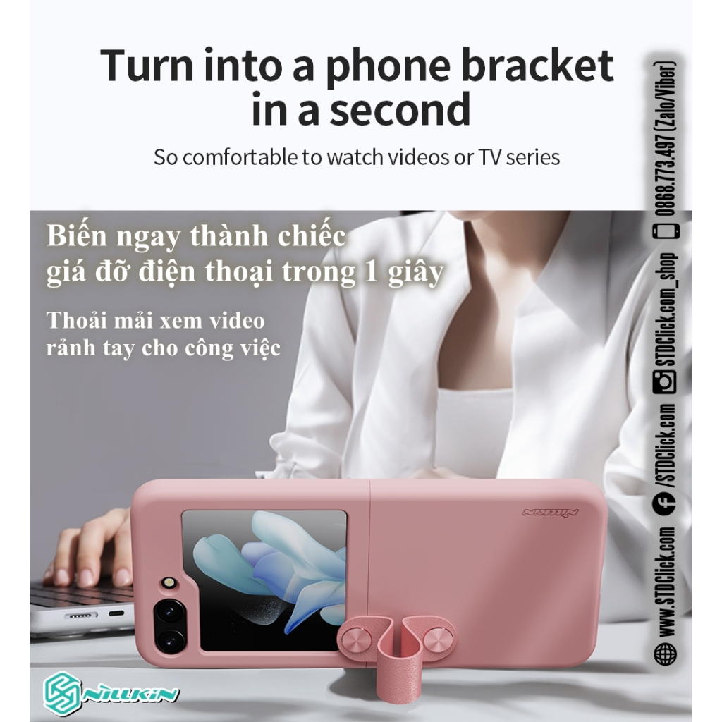 ỐP LƯNG DÀNH CHO ĐIỆN THOẠI SAMSUNG GALAXY Z FLIP 5 5G NILLKIN Flex Flip Finger Strap liquid silicone