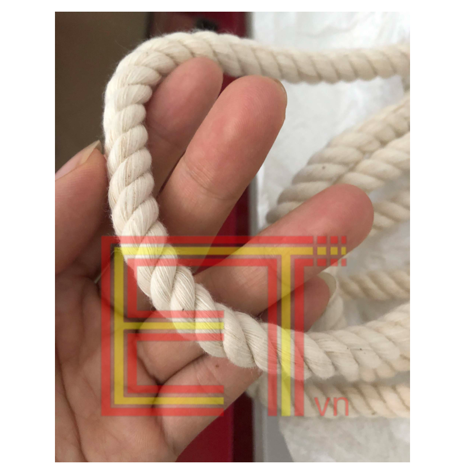 Dây thừng macrame se cotton, dây trang trí tiết diện 12mm màu ngà vàng, thân thiện môi trường, mềm mại tự nhiên