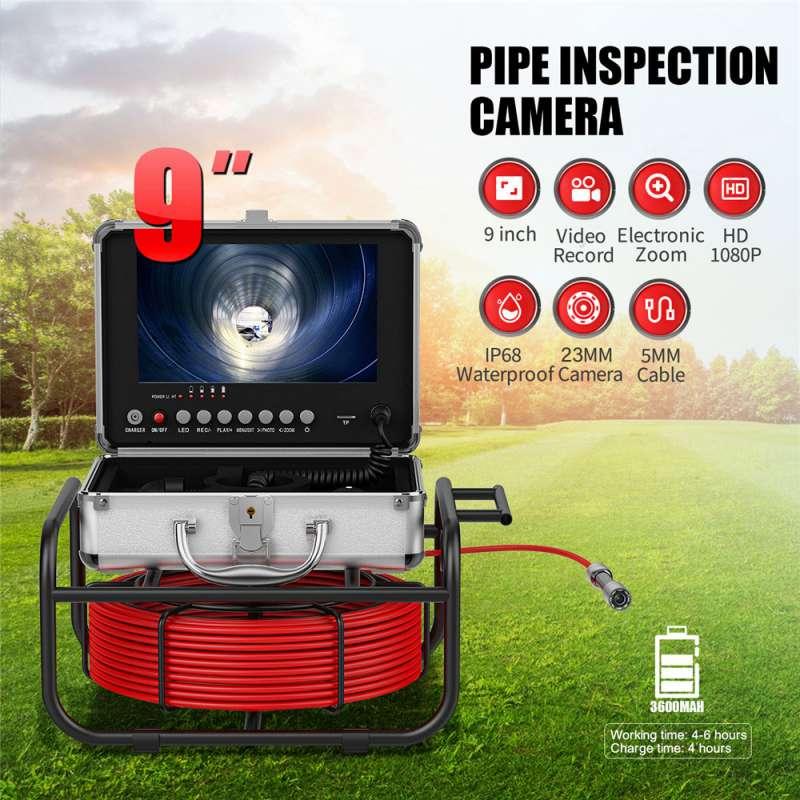 Swer Camera 23MM Ống Kiểm Tra Camera 9 "Đầu Ghi Hình Màn Hình Borescope IP68 Cống Cống Đường Ống Nội Soi Công Nghiệp Với Thẻ 16G