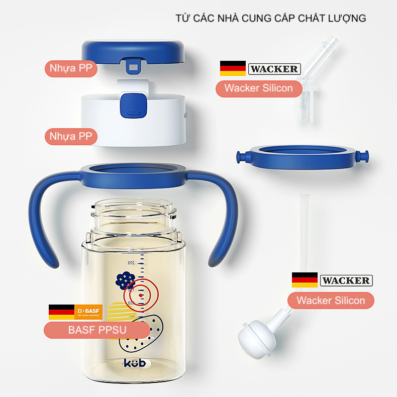 Bình Uống Nước PPSU Chống Sặc Có Tay Cầm 240ml Uống Mọi Tư Thế Super Daddy