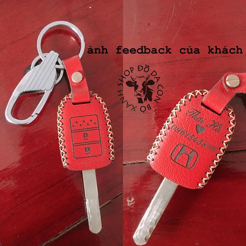 Bao da dành cho chìa khoá Honda Brio, City, Civic 2014-2018 chìa khoá cơ handmade da thật 002