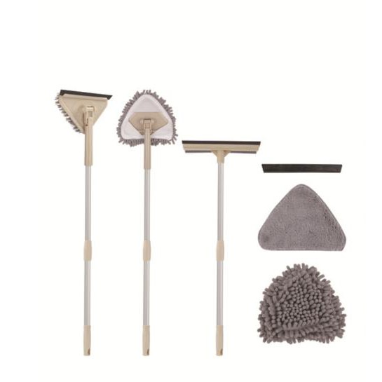Bộ Cây vệ sinh lau rửa kính lau sàn 2 mặt kéo dài 1.9m Shika Triangle