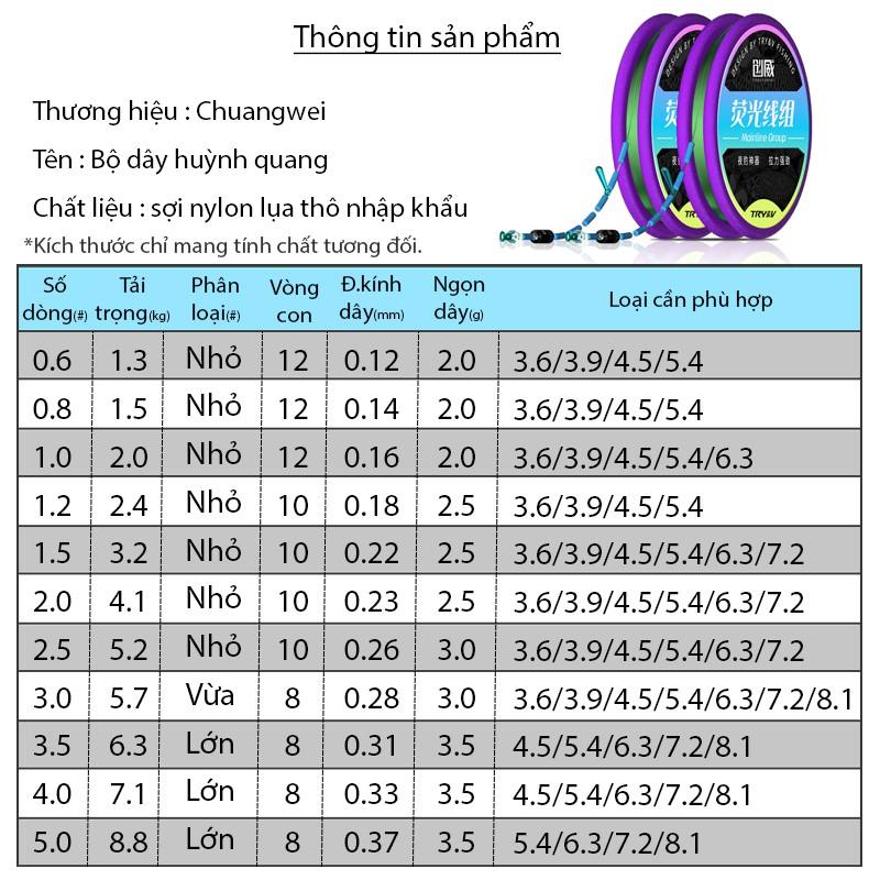 Bộ 2 dây trục huỳnh quang TRY&amp;V quấn sẵn Chuyên câu đài phát sáng ban đêm DC - 14