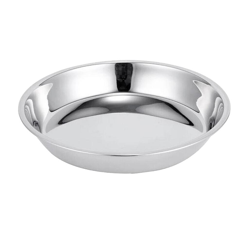 Hotel Stainless Steel Dinner Plate Dish for Salad BBQ Insulated New 24cm
