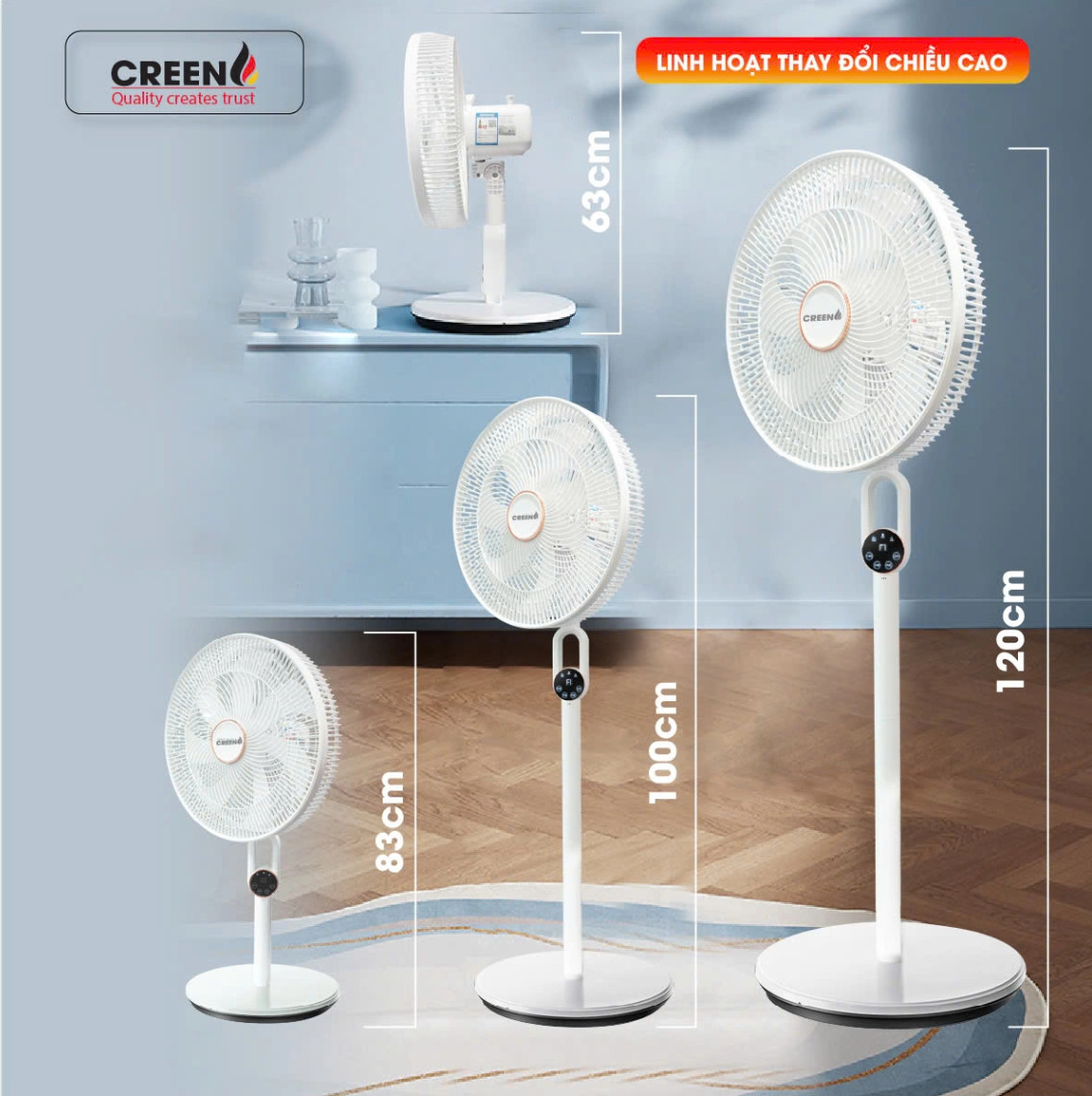 Quạt Cây Điều Khiển Từ Xa CREEN CR-FS2026 Quạt 7 Cánh, 40W Điều Chỉnh Linh Hoạt - Hàng Chính Hãng