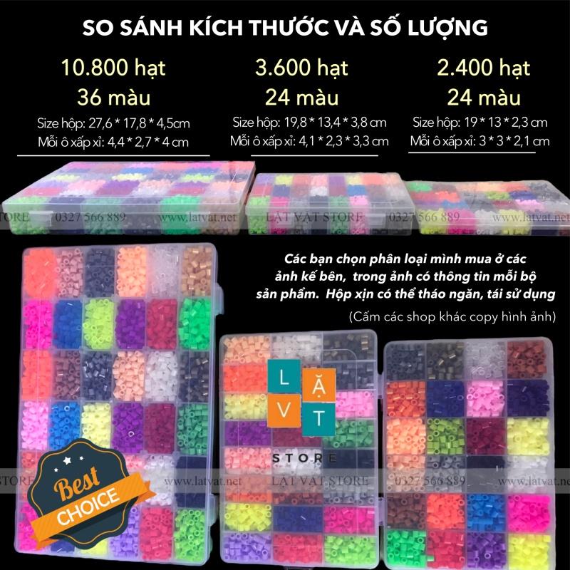 Bộ 2400 hạt nhựa gồm 24 màu và dụng cụ cơ bản, hama beads, perler bead, hạt đậu thần kì, đồ chơi trí tuệ