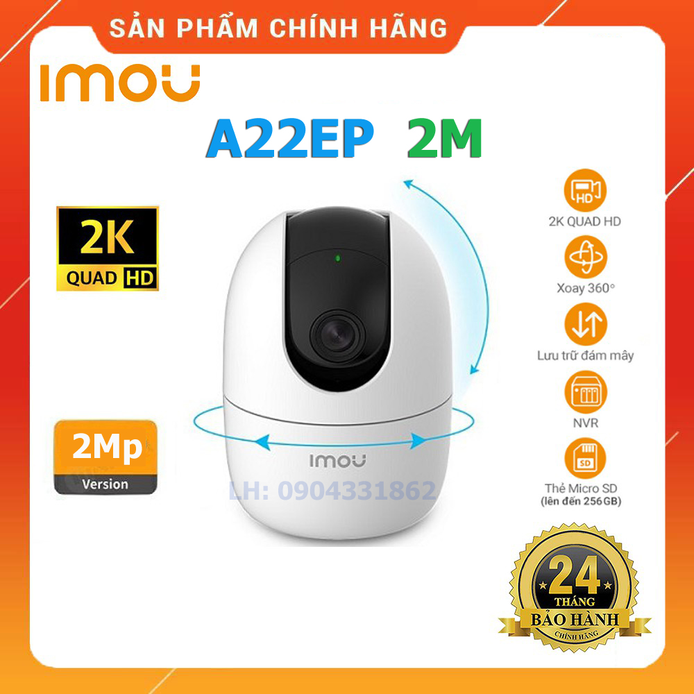 Camera IMOU A22EP  Xoay 360° Full HD 2.0MP Siêu Nét Góc Rộng Đàm Thoại Hai Chiều- HÀNG CHÍNH HÃNG