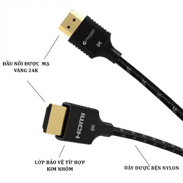 Dây Cáp Mazer Infinite Multimedia HDMI to HDMI 8K, tốc độ truyền dữ liệu cao, đầu kết nối được mạ vàng 24k. Hàng Chính Hãng