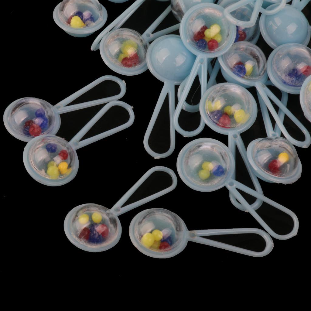 4xMini Rattles Baby Shower Favors Party Decor Gift Favor 50pcs Blue