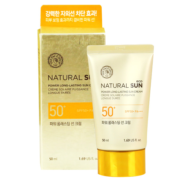 Kem chống nắng bảo vệ da toàn diện THEFACESHOP Natural Sun Eco Power Long Lasting Sun Cream SPF50+ PA+++ 50ml