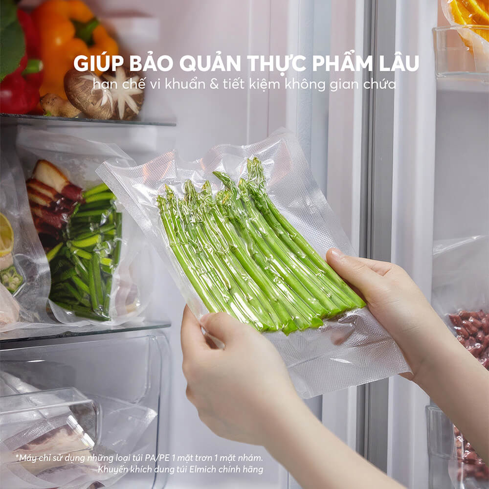 Máy hút chân không gia đình Elmich VSE-8582, thiết kế nhỏ, gọn nhẹ, thuận tiện cất vào tủ bếp và di chuyển, thao tác đơn giản và có hút hộp riêng  - Hàng chính hãng