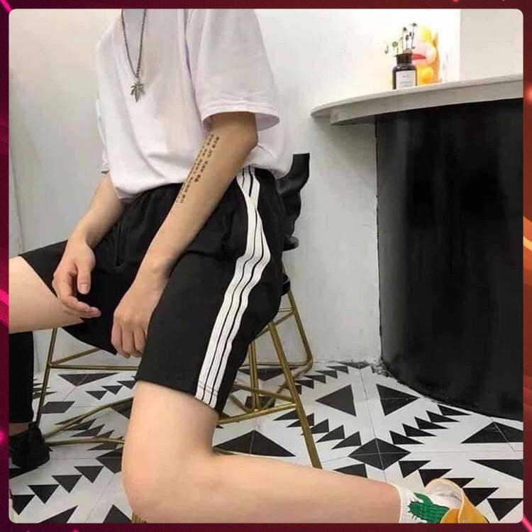 Quần Đùi 3 Sọc RAINBOW Nam Nữ Unisex Vải Dày Mát Mịn, Quần Shorts Ống Rộng Cạp Chun, Quần Đùi Thể Thao Dáng Suông