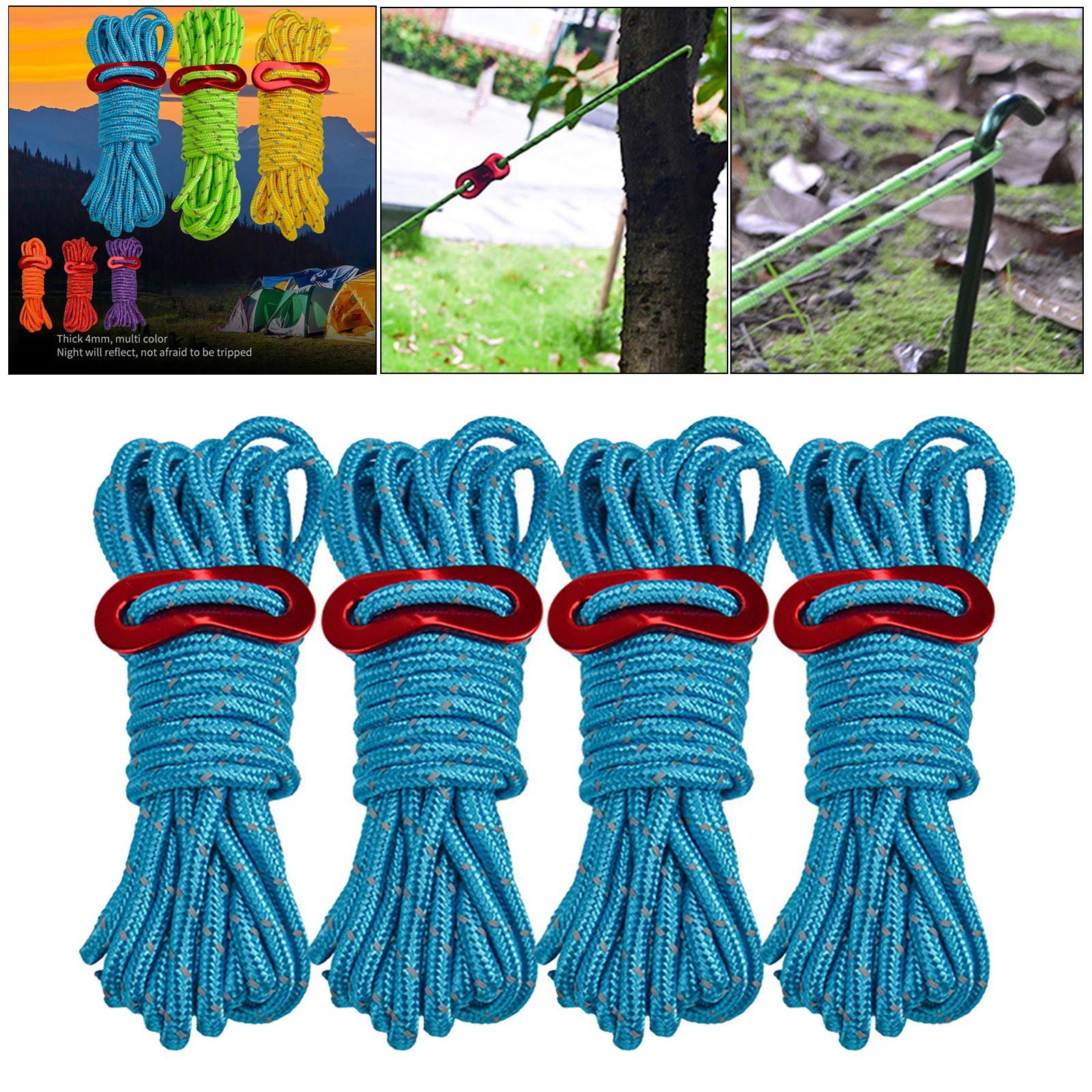 4x Reflective Guyline Camping Tent Rope Cord Guide Sailing Lanyard