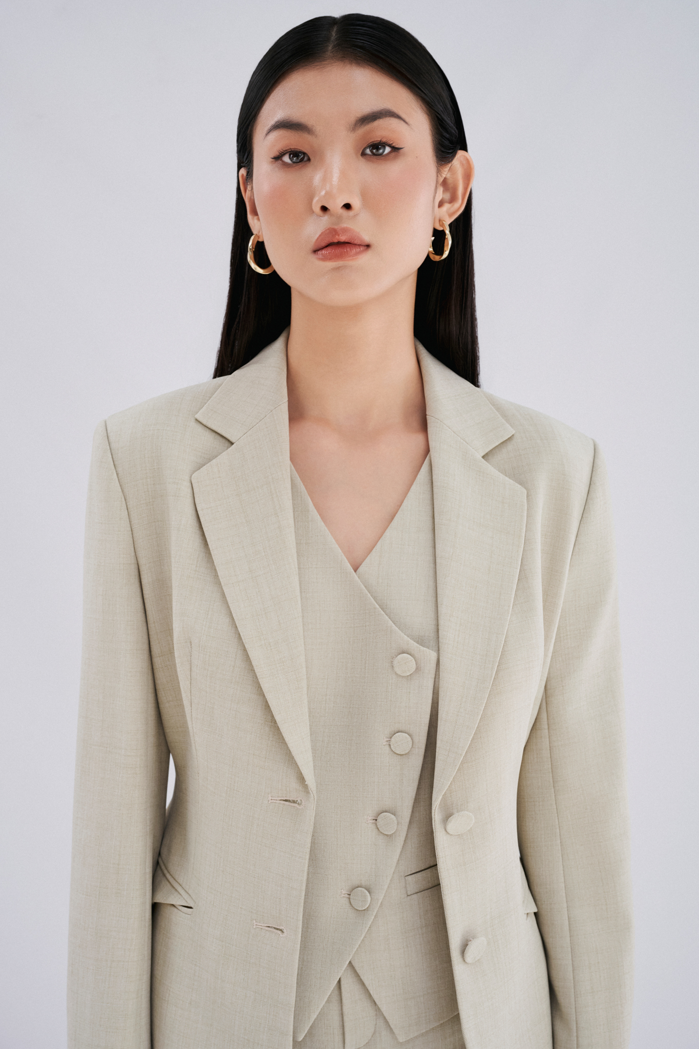 Áo blazer vai rộng MADDY thiết kế cao cấp WHITE CHIC