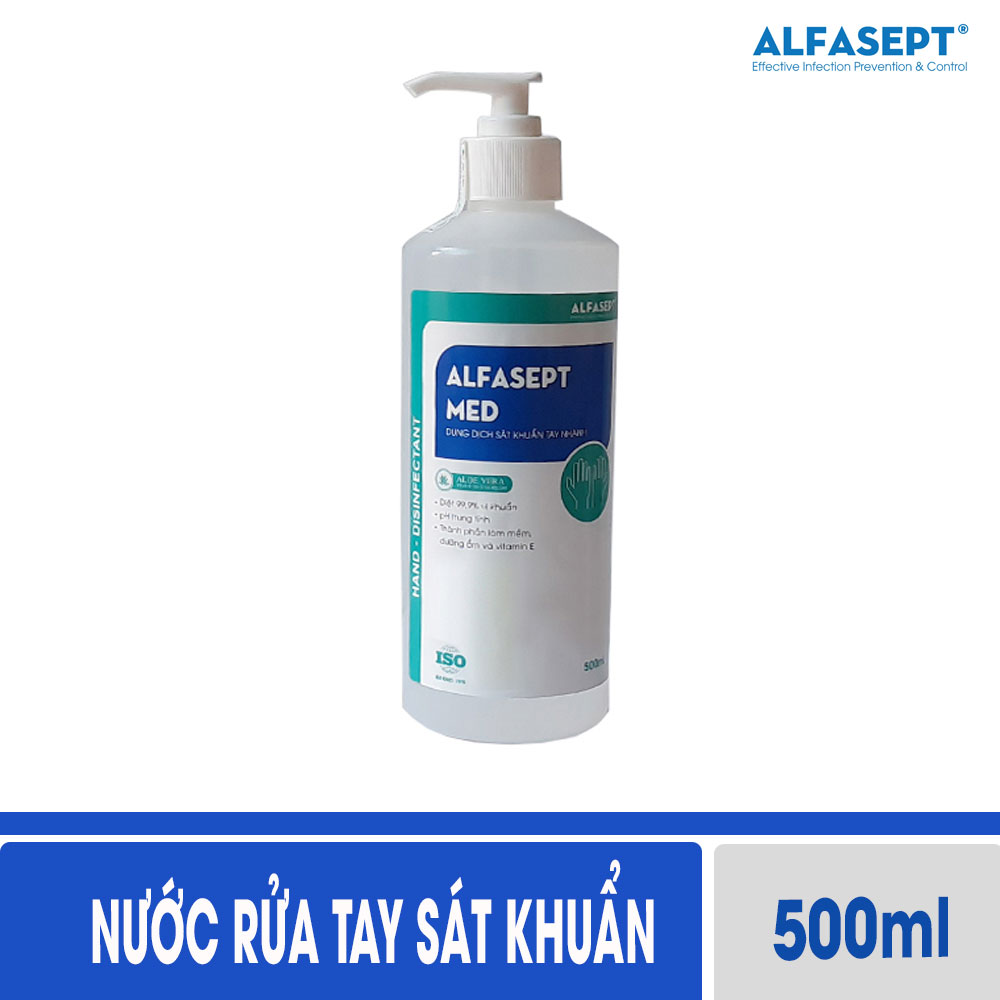 Nước rửa tay sát khuẩn nhanh  diệt khuẩn ALFASEPT MED 500ml - Theo chuẩn WHO