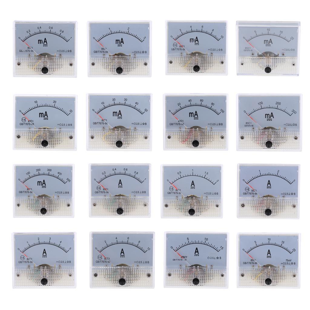 2Pcs DC Ammeter Analog Panel Meter Amp Meter Current Gauge Pointer Type E+F