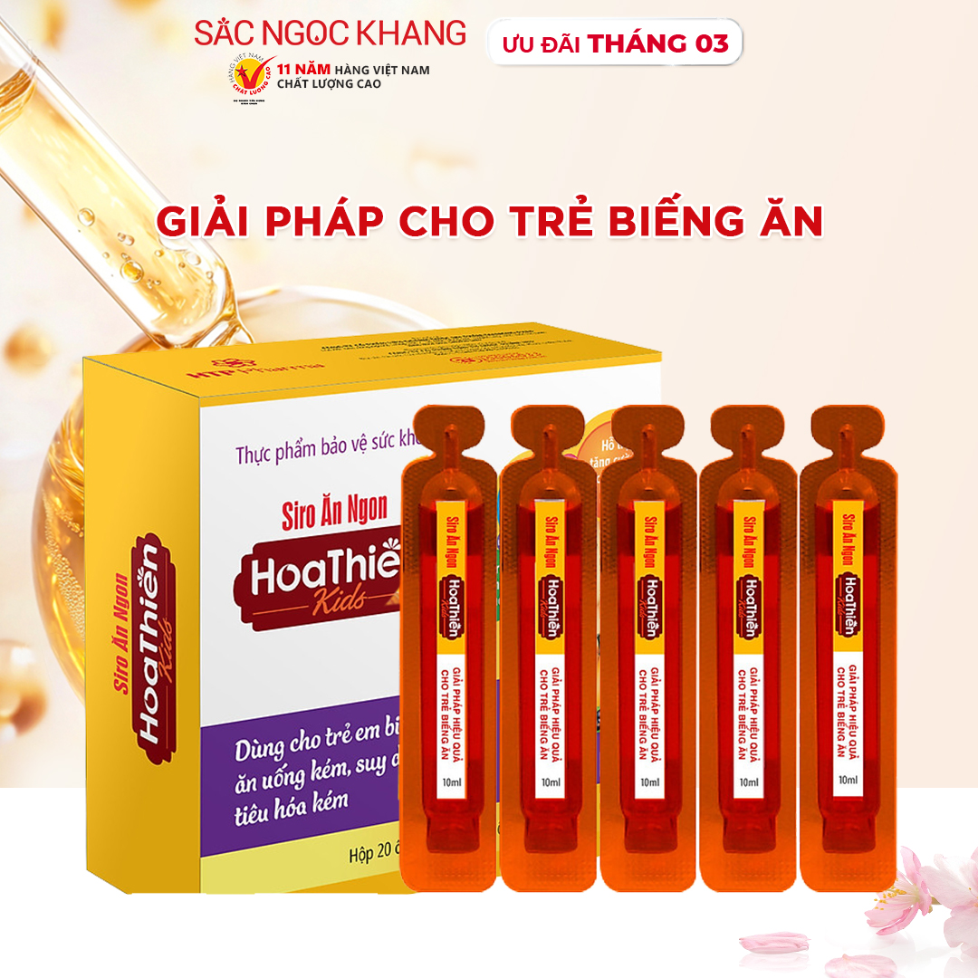 Siro Ăn Ngon Hoa Thiên SẮC NGỌC KHANG vỉ 20 ống x 20ml  giúp hổ trợ kích thích hệ tiêu hóa & ăn ngon miệng