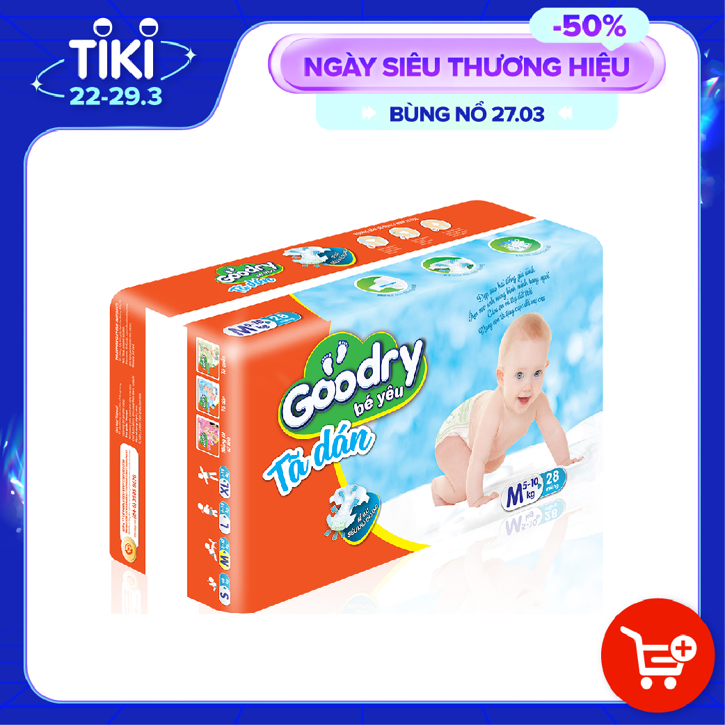 Tã dán Goodry size M28 công nghệ Nhật Bản màng đáy thoáng khí