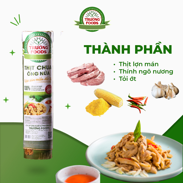 Combo 3 Thịt Chua Ống Nứa Đặc Biệt Trường Foods 180g/Ống