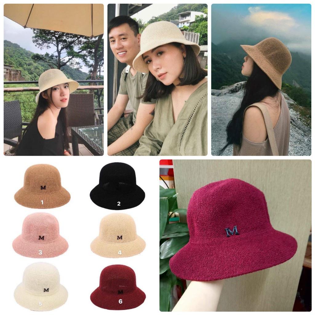 Nón Len Rộng Vành Chữ M Jussy Fashion Mũ Cói Vintage Đi Biển Kiểu Dáng Nhiều Màu Đẹp Chất Len Đan Dày Nhiều Màu