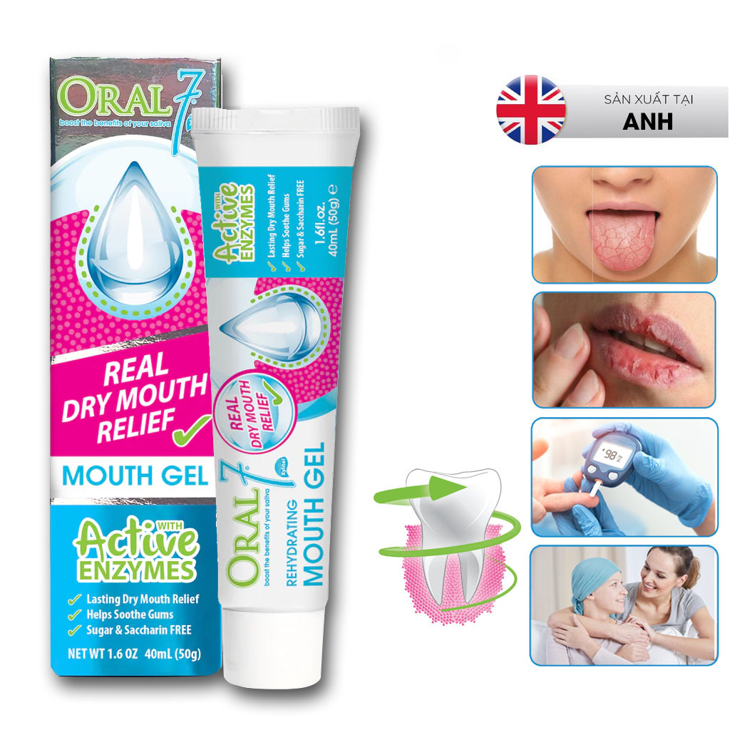 Gel tạo nước bọt nhân tạo chuyên dùng cho người khô miệng, rát lưỡi, viêm lợi Oral7 Moisturising Gel 40ml (Date 9/2024)