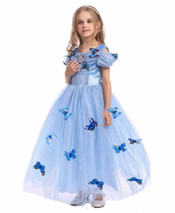 Đầm Hóa Trang Công Chúa Lọ Lem Cinderella Cho Bé Gái Màu Xanh - HMQ31