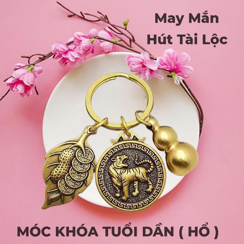 Móc Treo Chìa Khóa Phong Thủy 12 Con Giáp TUỔI DẦN - CON CỌP Bằng Đồng Thau - COBALA