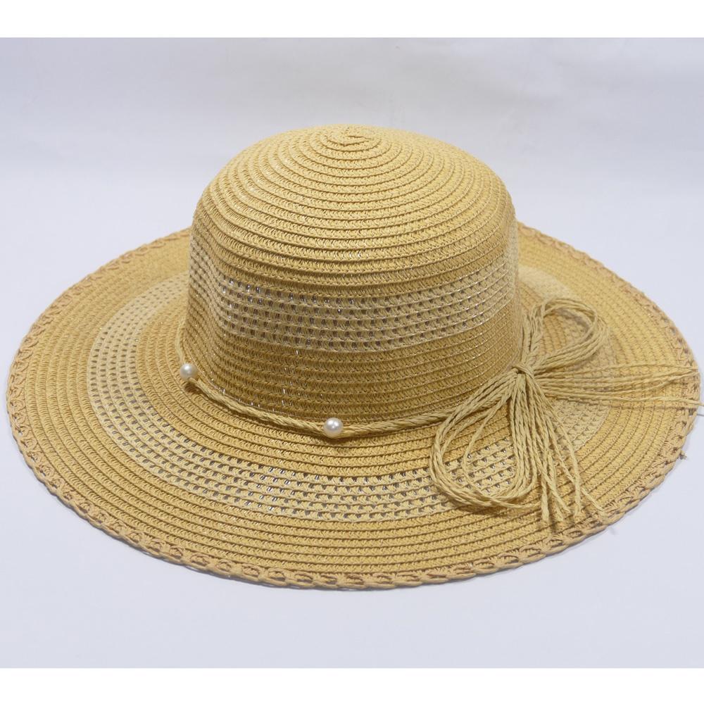 Nón Cói vành rộng 10cm, vòng đầu53-58,59cm - chất liệu cói thắt nơ hoạ tiết ngọc xung quanh thích hợp cho chị em phụ nữ