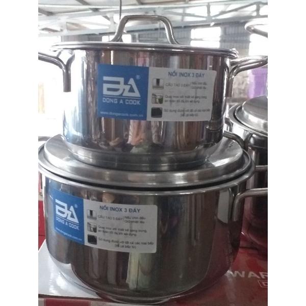 Bộ 4 nồi inox ĐÔNG Á 3 đáy-inox 403 cao cấp sáng bóng dày đẹp