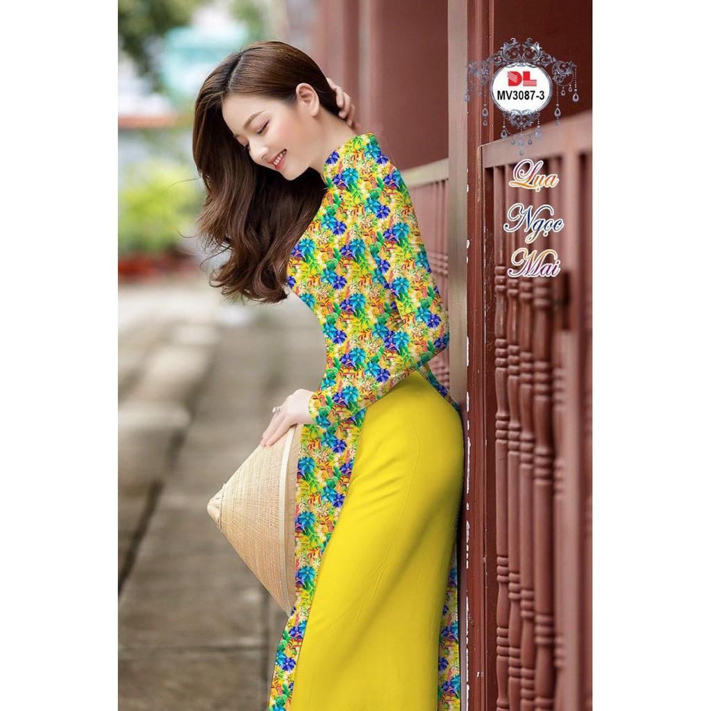 Vải may áo dài in 3D họa tiết hoa nhỏ năng động, trẻ trung