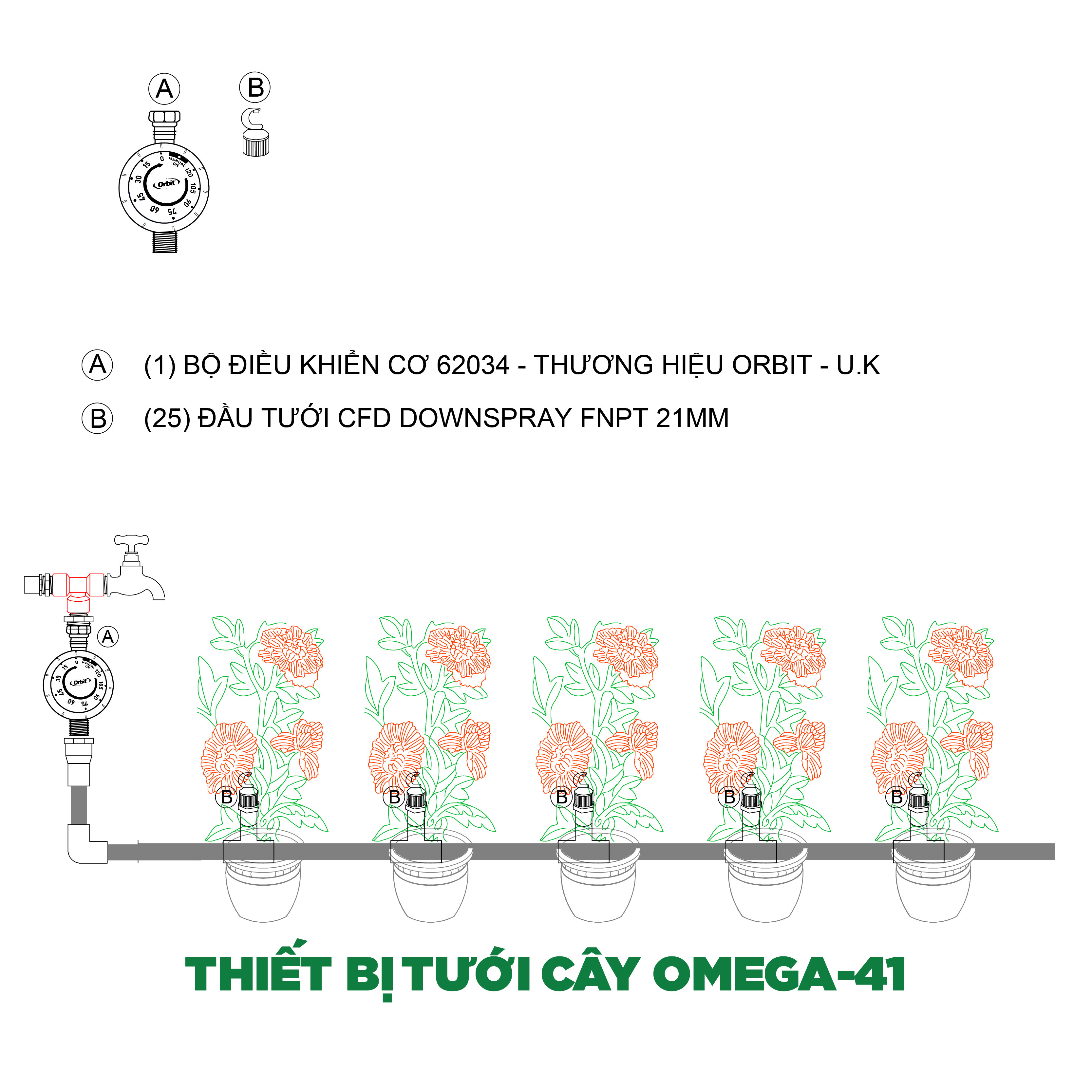Tưới cây tự động OMEGA-41