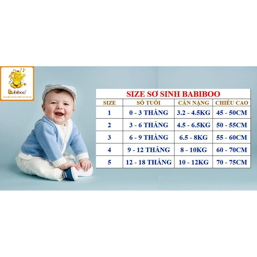 Bộ sơ sinh 100% Cotton màu ngắn thể thao cài nút vai BABIBOO - BBC09