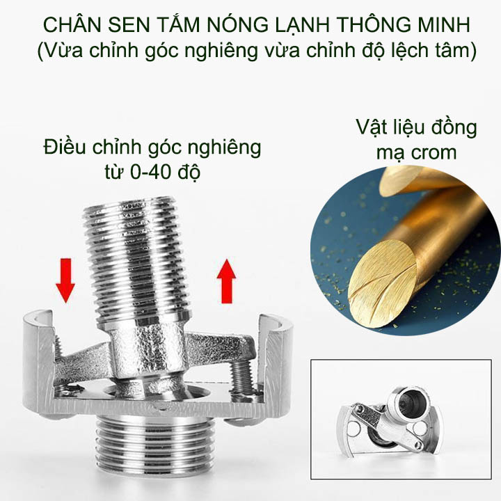 01 Phụ kiện chân sen tắm nong lạnh điều chỉnh nghiêng, lệch tâm thông minh tiện dụng