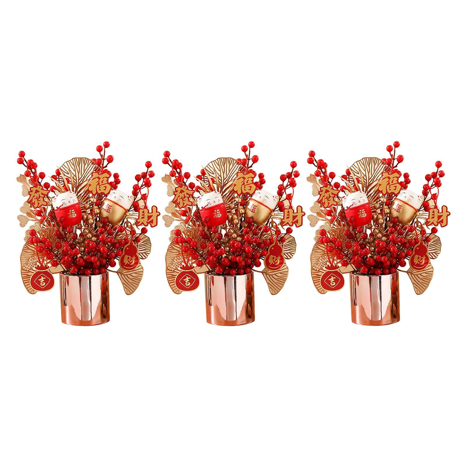 3 Pieces Traditional Chinese New Year Ornaments Artificial