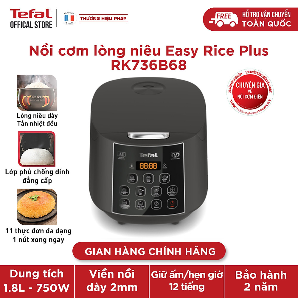 Combo Máy xay và làm sữa hạt đa năng Tefal BL967B66 + Nồi cơm điện Tefal  Easy Rice Plus RK736B68 - Hàng chính hãng