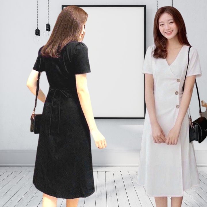 Đầm Công Sở New Design Thiết Kế Váy Chữ A Dài Qua Gối Phong Cách Hàn Quốc Chất Vải Nhập Co Giãn Tốt DA0006