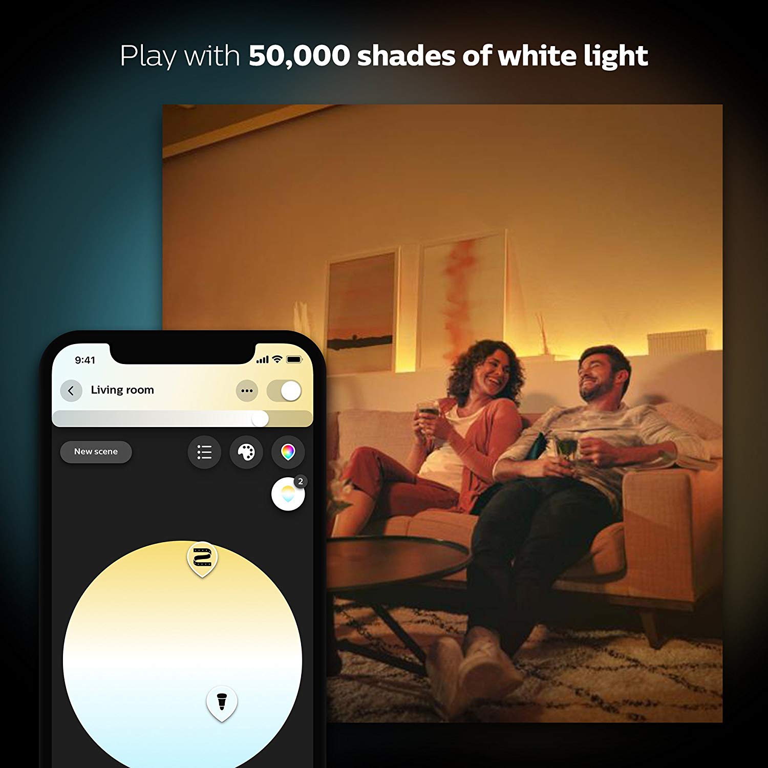 Bộ 2 đèn LED thông minh Philips Hue White Ambiance Starter Kit 9W (ánh sáng trắng vàng)