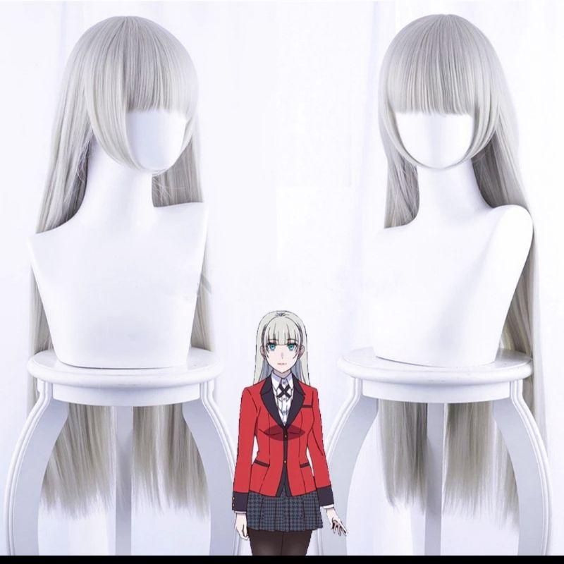 Wig/tóc giả cosplay Kirari Momobami thả tóc - Học viện đỏ đen: Kakegurui màu trắng bạc