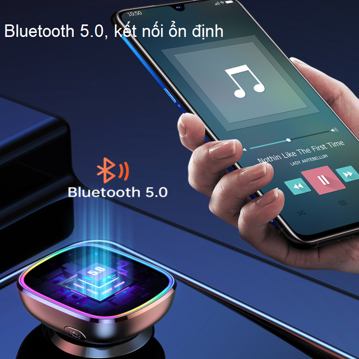 Tẩu nghe nhạc ô tô Hyundai M36 màn hình LCD 1.1 Inch, công nghệ sạc nhanh Quick Charge 3.0 - Hàng Nhập Khẩu