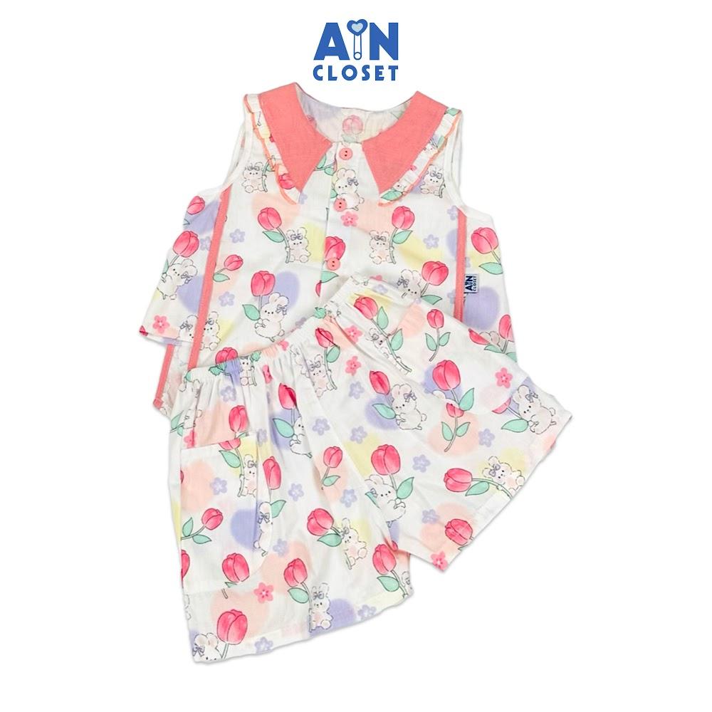 Bộ quần áo Ngắn bé gái họa tiết Thỏ Hoa Đào cotton - AICDBGB0D8OQ - AIN Closet