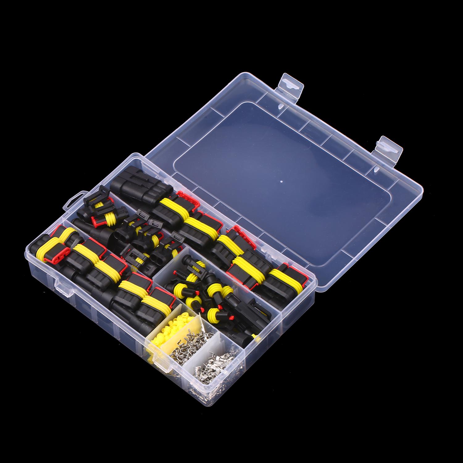 306PCS/Box Waterproof Electrical Connectors 1/2/3/4 Pin Electrical Terminals Pin Way Wire Connector Plug Connections for